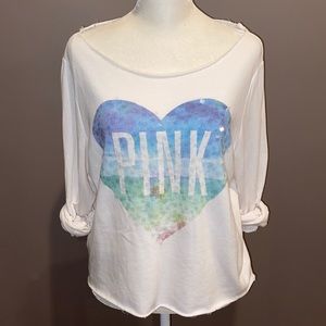 VS PINK Crew Neck Beach Sequin Heart